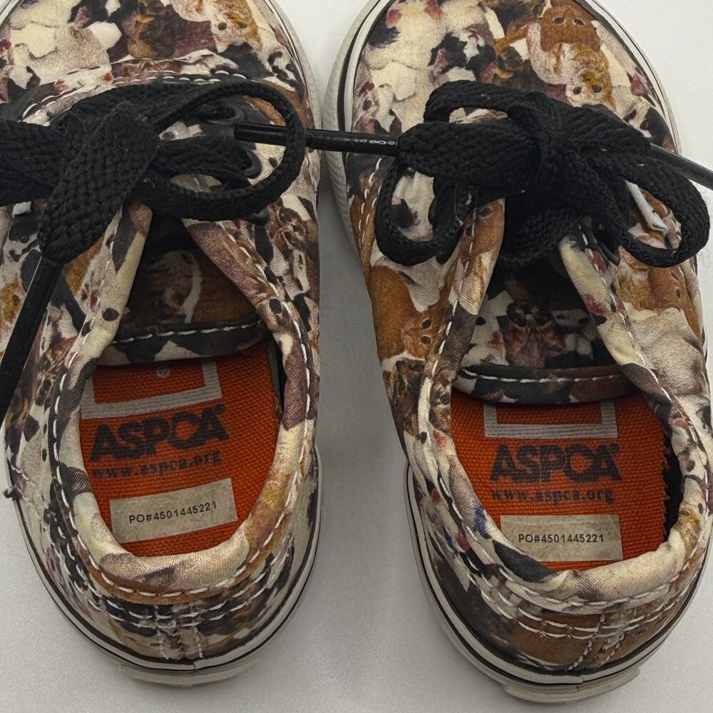 Vans ASPCA Lace Up Shoes Size 4.0 Toddler Color Brown w/ Cats Hard Model to Find - Picture 3 of 9